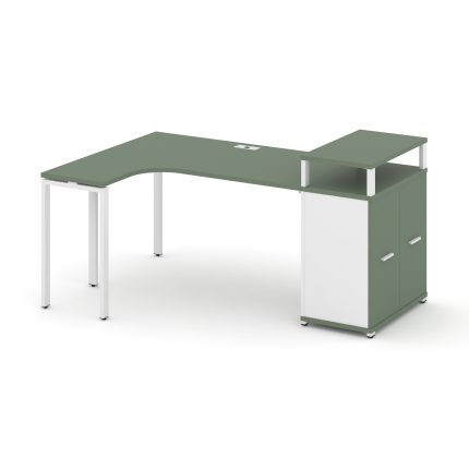 Concept Стол эргономичный с опорным распаш. шкафом с верх. горизонтом CN.SA-212(L) W Кобо/Белый Брил