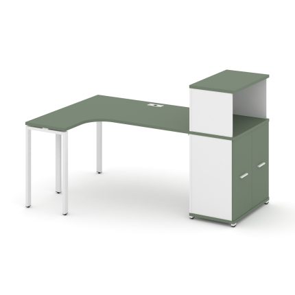 Concept Стол эргономичный с опорным распаш. шкафом с надставкой низ.  CN.SA-213(L) W Кобо/Белый Брил
