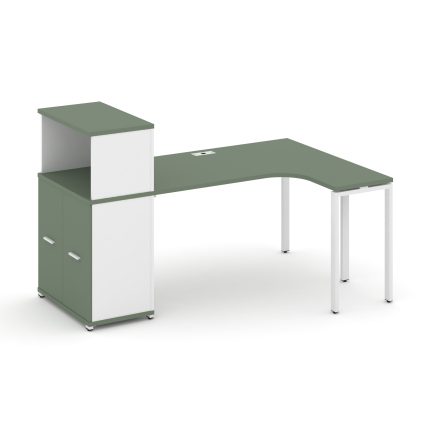 Concept Стол эргономичный с опорным распаш. шкафом с надставкой низ.  CN.SA-213(R) W Кобо/Белый Брил