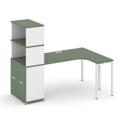 Concept Стол эргономичный с опорным распаш. шкафом с надставкой выс.  CN.SA-216(R) W Кобо/Белый Брил