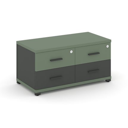 Concept Тумба приставная широкая 4 ящ. CN.TSP-001 A Кобо/Антрацит/Металл Антрацит 836*420*416