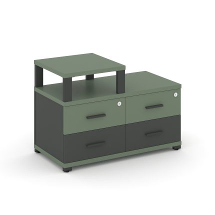 Concept Тумба приставная широкая 4 ящ. с надставкой узкой CN.TSP-002 A Кобо/Антрацит/Металл Антрацит