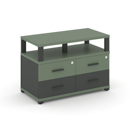 Concept Тумба приставная широкая 4 ящ. с надставкой широкой CN.TSP-003 A Кобо/Антрацит/Металл Антрац