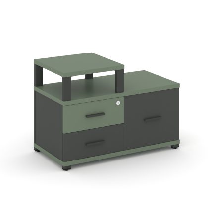 Concept Тумба приставная широкая 2 ящ.+1 распаш. фасад с надставкой узкой CN.TSP-005 A Кобо/Антрацит