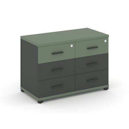 Concept Тумба приставная широкая 6 ящ. CN.TSP-007 A Кобо/Антрацит/Металл Антрацит 836*420*583