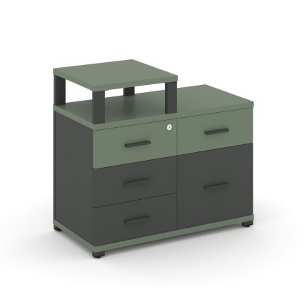 Concept Тумба приставная широкая 4 ящ.+1 распаш. фасад с надставкой узкой CN.TSP-011 A Кобо/Антрацит