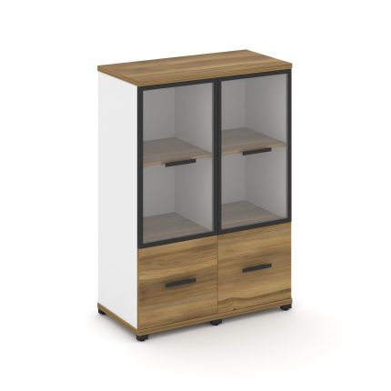 Concept Шкаф 2 узкие секции, 3 ниши CN.STU-322 RPB B Сандал Янтарный/Белый Бриллиант/Металл Черный/П