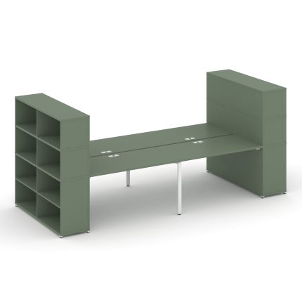 Concept Рабочая станция с опорными стеллажами с надставкой выс. CN.DRS-258 Кобо/Металл Белый 3200*14