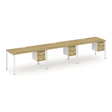 Concept Рабочая станция односторонняя с подвес. тумбами 3 места CN.ORS-135 W Дуб Винченцо/Белый Брил