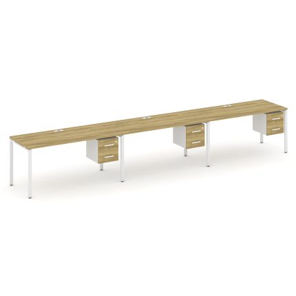 Concept Рабочая станция односторонняя с подвес. тумбами 3 места CN.ORS-136 W Дуб Винченцо/Белый Брил