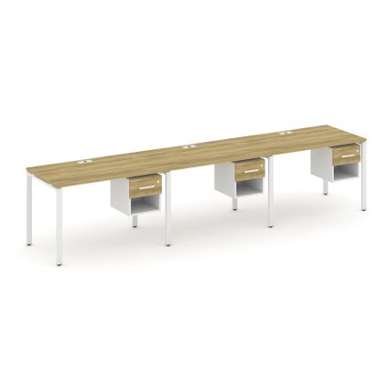 Concept Рабочая станция односторонняя с подвес. тумбами 3 места CN.ORS-138 W Дуб Винченцо/Белый Брил