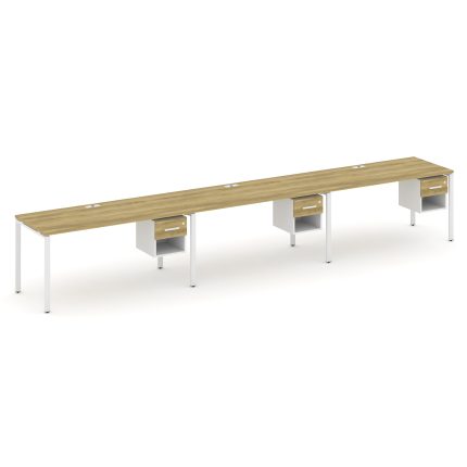 Concept Рабочая станция односторонняя с подвес. тумбами 3 места CN.ORS-140 W Дуб Винченцо/Белый Брил
