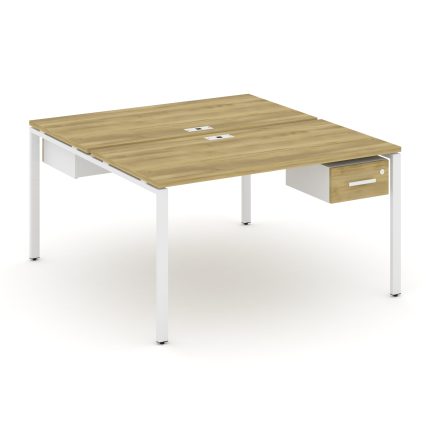 Concept Рабочая станция 2 сторонняя с подвесными тумбами на 2 места CN.DRS-111 W Дуб Винченцо/Белый
