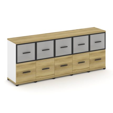 Concept Шкаф 5 узких секций, 2 ниши CN.STU-252 RMB B Дуб Винченцо/Белый Бриллиант/Металл Черный/Сати