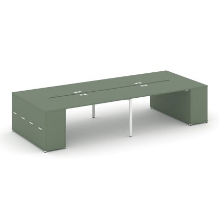 Concept Рабочая станция с опорными распаш. шкафами CN.DRS-263 W Кобо/Металл Белый 3600*1480*750