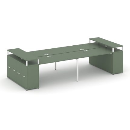 Concept Рабочая станция с опорными распаш. шкафами с верх. горизонтами  CN.DRS-266 W Кобо/Металл Бел