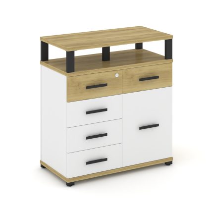 Concept Тумба приставная широкая 5 ящ.+1 распаш. фасад с надставкой широкой CN.TSP-018 B Дуб Винченц