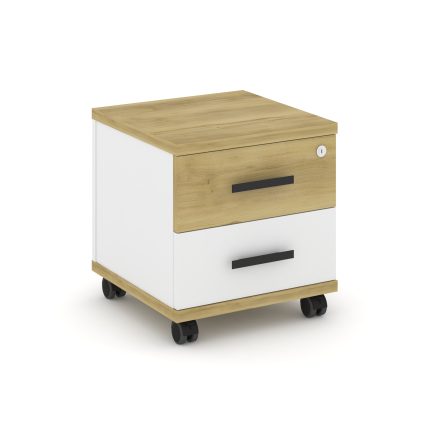 Concept Тумба мобильная 2 ящ. CN.TUM-001 B Дуб Винченцо/Белый Бриллиант/Металл Черный 420*420*448