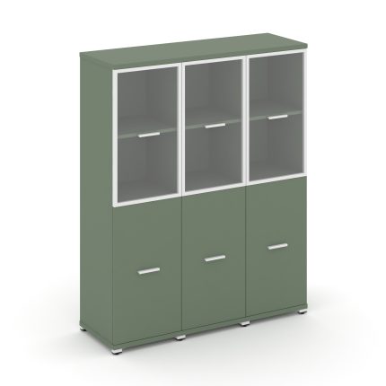 Concept Шкаф 3 узкие секции, 4 ниши CN.STU-432 RPW W Кобо/Металл Белый/Прозрачный 1252*420*1554