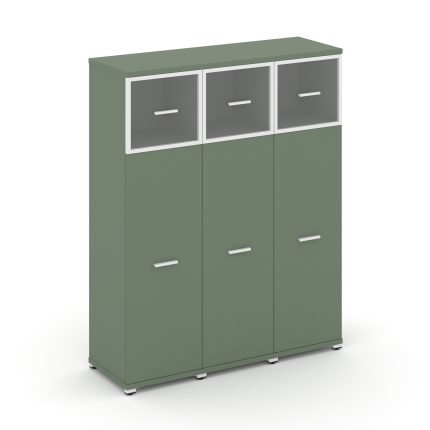 Concept Шкаф 3 узкие секции, 4 ниши CN.STU-434 RPW W Кобо/Металл Белый/Прозрачный 1252*420*1554