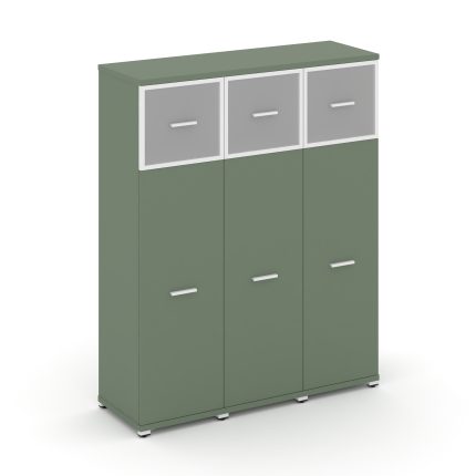 Concept Шкаф 3 узкие секции, 4 ниши CN.STU-434 RMW W Кобо/Металл Белый/Сатин 1252*420*1554