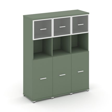 Concept Шкаф 3 узкие секции, 4 ниши CN.STU-435 RPW W Кобо/Металл Белый/Прозрачный 1252*420*1554