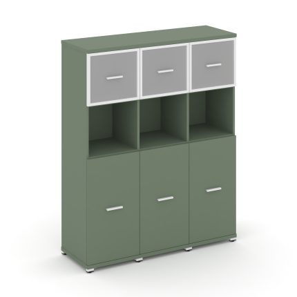 Concept Шкаф 3 узкие секции, 4 ниши CN.STU-435 RMW W Кобо/Металл Белый/Сатин 1252*420*1554