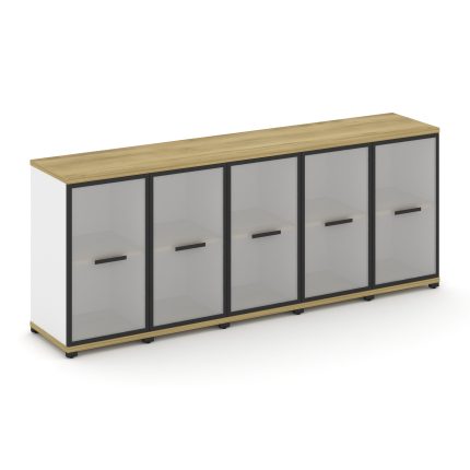 Concept Шкаф 5 узких секций, 2 ниши CN.STU-253 RMB B Дуб Винченцо/Белый Бриллиант/Металл Черный/Сати