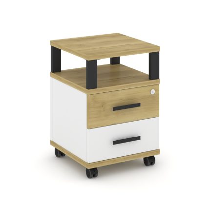 Concept Тумба мобильная 2 ящ. с надставкой CN.TUM-002 B Дуб Винченцо/Белый Бриллиант/Металл Черный 4