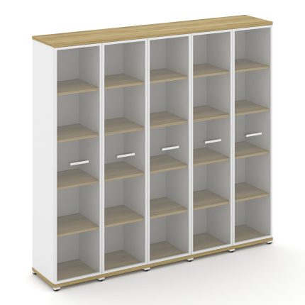 Concept Шкаф 5 узких секций, 5 ниш CN.STU-558 RPW W Дуб Винченцо/Белый Бриллиант/Металл Белый/Прозра