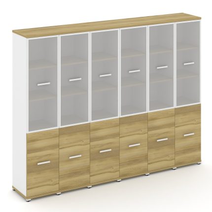 Concept Шкаф 6 узких секций, 5 ниш CN.STU-562 RMW W Дуб Винченцо/Белый Бриллиант/Металл Белый/Сатин