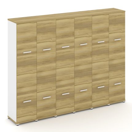 Concept Шкаф 6 узких секций, 5 ниш CN.STU-562 W Дуб Винченцо/Белый Бриллиант/Металл Белый 2500*420*1