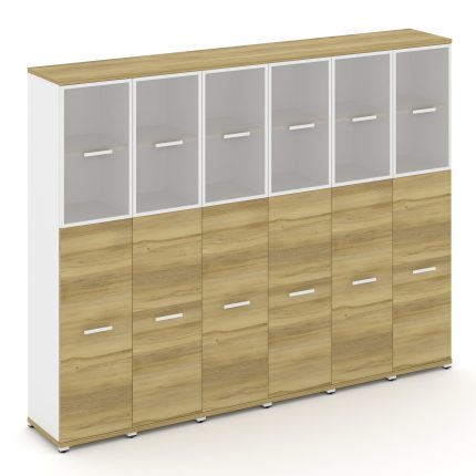 Concept Шкаф 6 узких секций, 5 ниш CN.STU-565 RMW W Дуб Винченцо/Белый Бриллиант/Металл Белый/Сатин