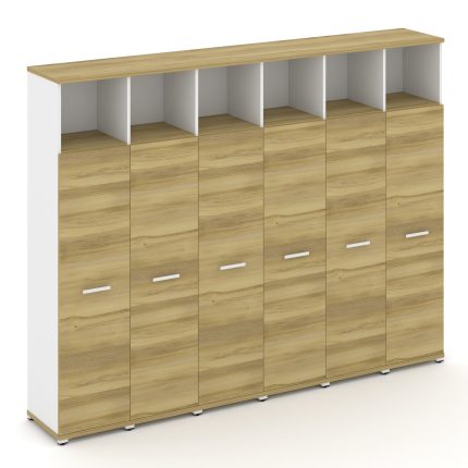 Concept Шкаф 6 узких секций, 5 ниш CN.STU-566 W Дуб Винченцо/Белый Бриллиант/Металл Белый 2500*420*1