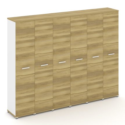 Concept Шкаф 6 узких секций, 5 ниш CN.STU-568 W Дуб Винченцо/Белый Бриллиант/Металл Белый 2500*420*1