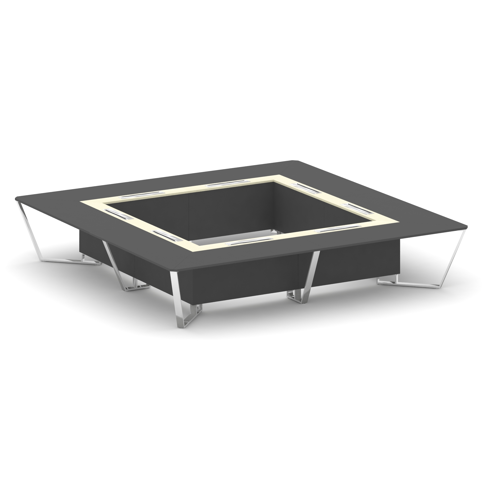 Steel Meet Стол переговорный квадратный MM-PR.B.SP-20K2 Антрацит/Ваниль Глянец/Нержавеющая Сталь/Хро