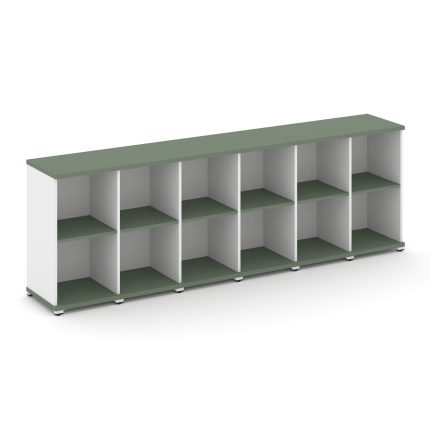 Concept Стеллаж 6 узких секций, 2 ниши CN.STU-260 Кобо/Белый Бриллиант/Металл Белый 2500*420*818