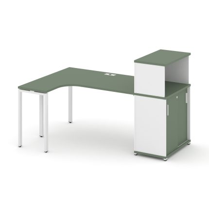 Concept Стол эргономичный с опорным шкафом-купе с надставкой низ.  CN.SA-220(L) W Кобо/Белый Бриллиа