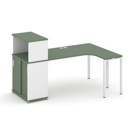 Concept Стол эргономичный с опорным шкафом-купе с надставкой низ.  CN.SA-220(R) W Кобо/Белый Бриллиа
