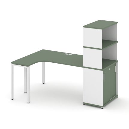 Concept Стол эргономичный с опорным шкафом-купе с надставкой выс.  CN.SA-221(L) W Кобо/Белый Бриллиа