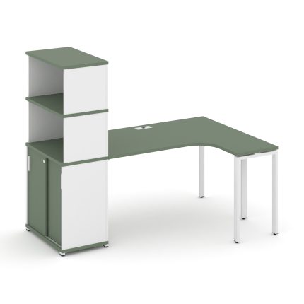 Concept Стол эргономичный с опорным шкафом-купе с надставкой выс.  CN.SA-222(R) W Кобо/Белый Бриллиа