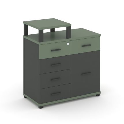 Concept Тумба приставная широкая 5 ящ.+1 распаш. фасад с надставкой узкой CN.TSP-017 A Кобо/Антрацит