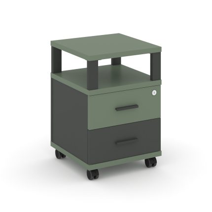 Concept Тумба мобильная 2 ящ. с надставкой CN.TUM-002 A Кобо/Антрацит/Металл Антрацит 420*420*615