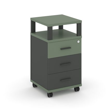 Concept Тумба мобильная 3 ящ. с надставкой CN.TUM-004 A Кобо/Антрацит/Металл Антрацит 420*420*782