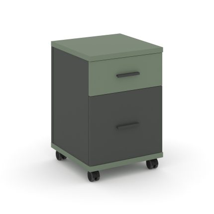 Concept Тумба мобильная 1 ящ.+1 распаш. фасад CN.TUM-009 A Кобо/Антрацит/Металл Антрацит 420*420*615