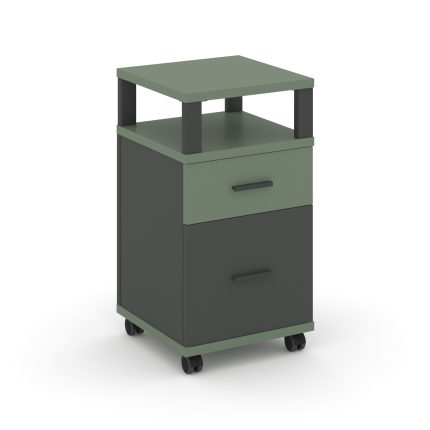 Concept Тумба мобильная 1 ящ.+1 распаш. фасад с надставкой CN.TUM-010 A Кобо/Антрацит/Металл Антраци