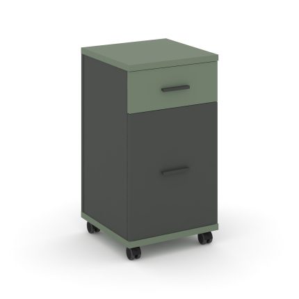 Concept Тумба мобильная 1 ящ.+1 распаш. фасад CN.TUM-011 A Кобо/Антрацит/Металл Антрацит 420*420*782