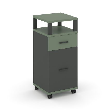 Concept Тумба мобильная 1 ящ.+1 распаш. фасад с надставкой CN.TUM-012 A Кобо/Антрацит/Металл Антраци