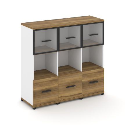 Concept Шкаф 3 узкие секции, 3 ниши CN.STU-335 RPB B Сандал Янтарный/Белый Бриллиант/Металл Черный/П