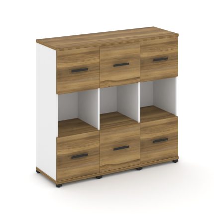 Concept Шкаф 3 узкие секции, 3 ниши CN.STU-335 B Сандал Янтарный/Белый Бриллиант/Металл Черный 1252*